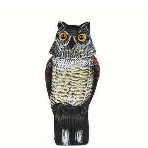 Plastic Owl Decoy Bird Control Garden Yard Outdoor with Rotating Head